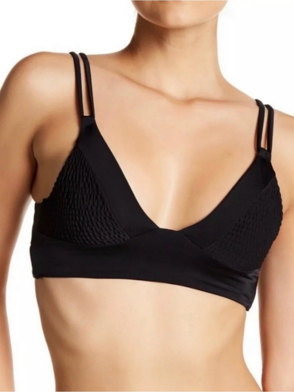 Tori Praver black bikini swim top